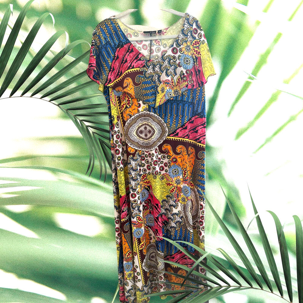Attitudes by Renee Beautiful colorful stretchy 1X plus size maxi dress